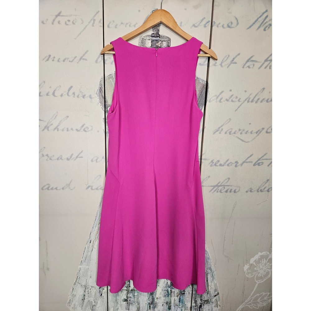 Lauren Ralph Lauren Fit and Flare Dress 14 Pink Sleeveless Scoop Neck Magenta - Picture 2 of 7
